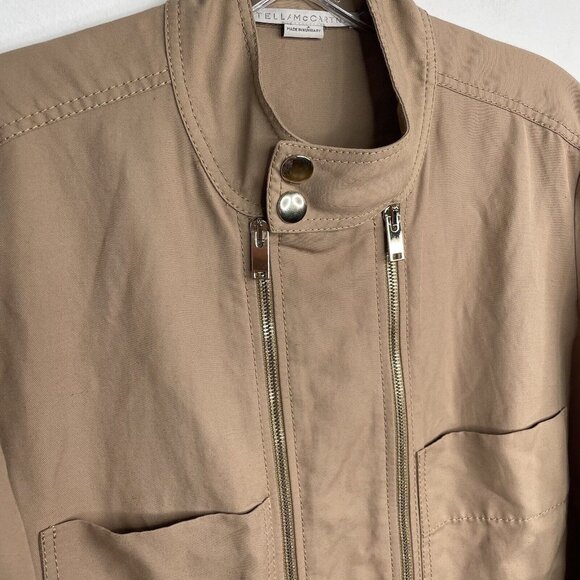 STELLA MCCARTNEY Alma All In One Jumpsuit Sz 38 (US S) Tan Long Sleeve Zip Up - Picture 7 of 13